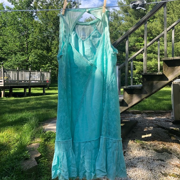 Free People One Angel Lace Tiffany blue dress - Picture 7 of 8